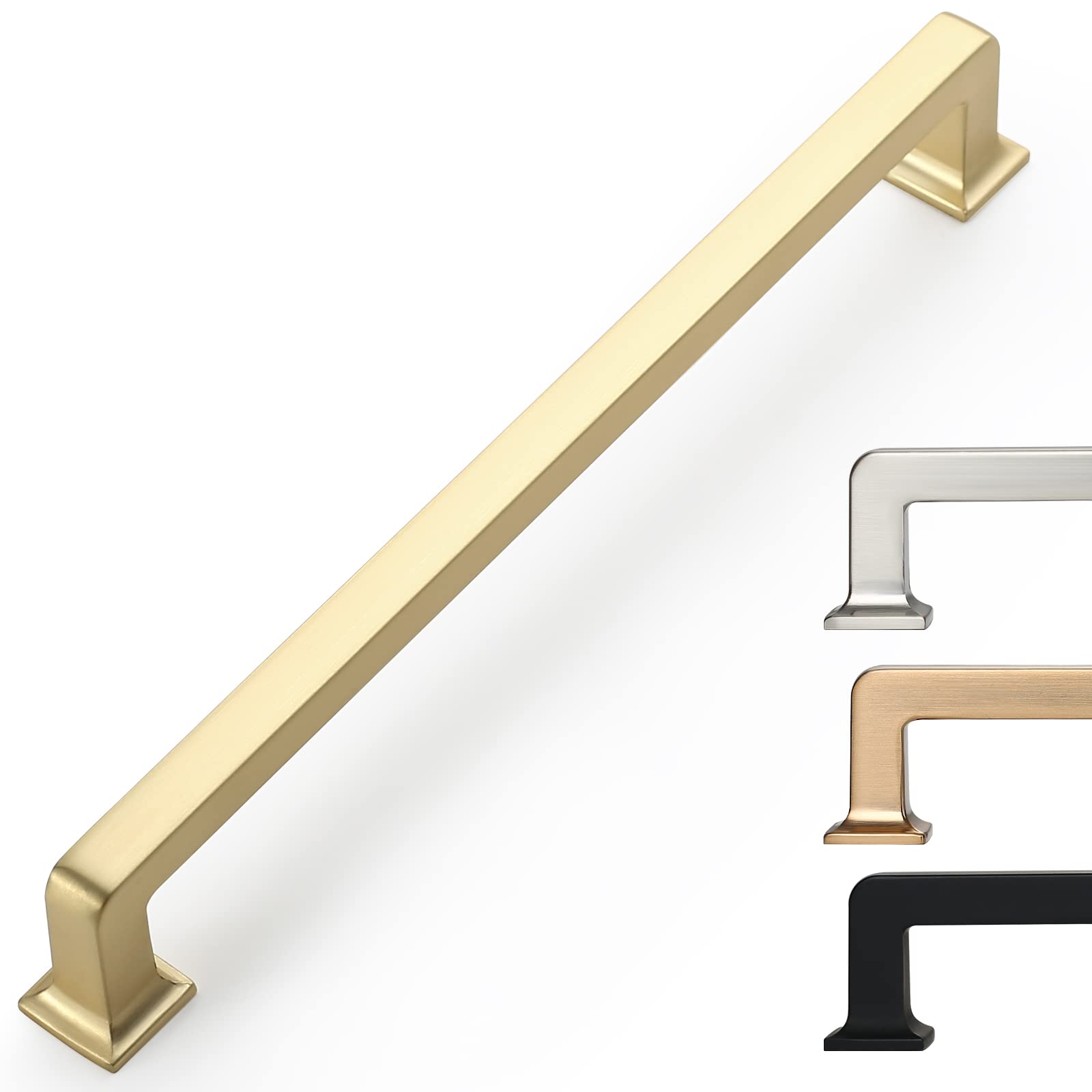 9BUILD 6 Pack 7.5 Inch Cabinet Handles Brushed Brass Cabinet Pulls Kitchen Cabinet Handles Kitchen Cabinet Hardware Kitchen Handles for Cabinets Gold Pulls for Cabinets