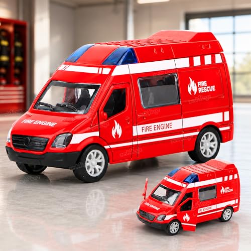 Image of Zest 4 Toyz Diecast Car for Kids Pull Back Toy Car Fire Rescue Vehicle Mini Ambulance Van with Openable Doors Vehicle Metal Car Toy Car for Boys & Girls - Pack of 1 (Random Color)