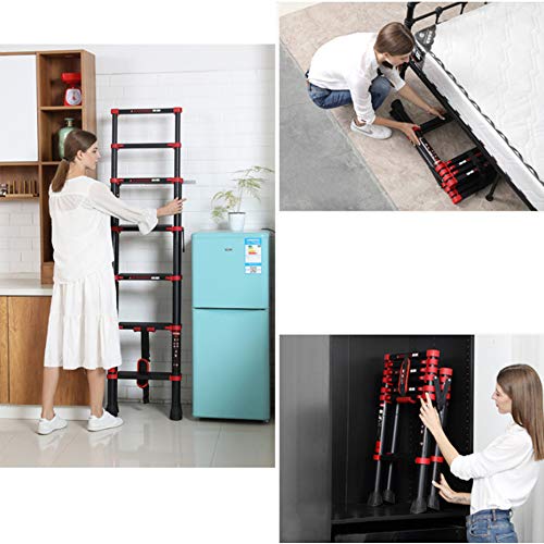 Telescopic Ladder, Step Ladder, Retractable Aluminum Alloy Ladder Multi-Position, Adjustable and Folding Ladder A-Frame, with Handrails and Safety Lock, Non-Slip Pedals, Capacity 330 pounds(5+7)