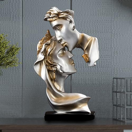 Escultura de pareja besándose en resina decoración abstracta miniatura 4