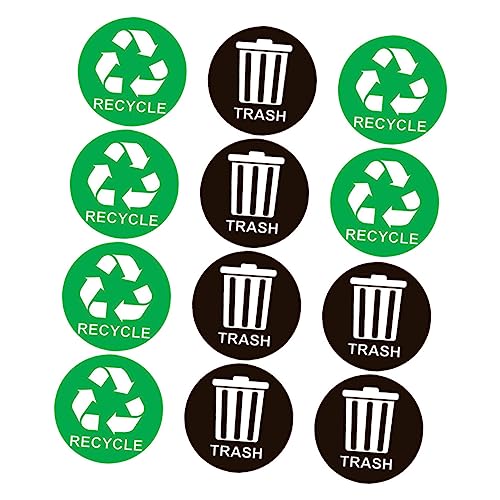 Zerodeko 2 Garbage Classification Sign Round Recycle Label Trash Bin Labels Trash Can Sticker Recycle Bins Decal Recycle Sign Sticker Compost Trash can Recycling Garbage can PVC Compost bin