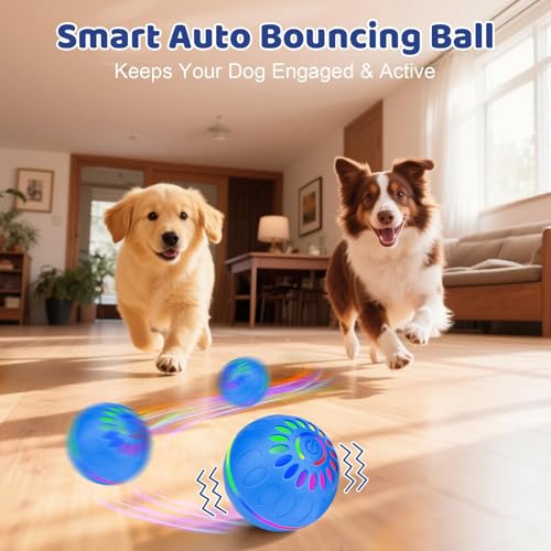 Pipihome Interaktives Hundespielzeug Ball, Hundeball Elektrisch Automatisch Rollender mit LED-Lichtern Spielball, Hundespielzeug Intelligenz für Kleine/mittlere/große Hunde, USB Wiederaufladbar