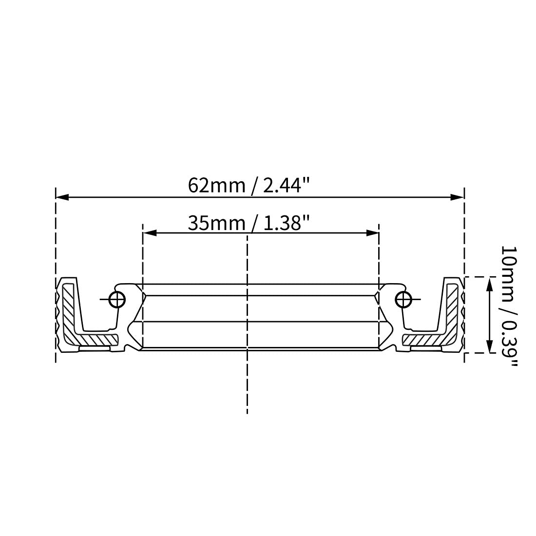 uxcell Oil Seal 35mm Inner Dia 62mm OD 10mm Thick Fluorine Rubber Double Lip Seals