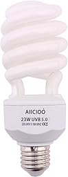 AIICIOO 5.0 23W UVB Bulb for Reptile Fluorescent Compact for Tortoise Lizard Succulent Plants Improve D3 Synthesis Increase Calcium Absorption 220-240V E27