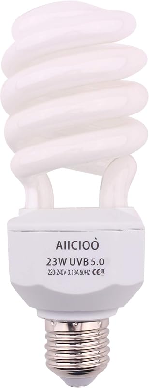 AIICIOO 5.0 23W UVB Bulb for Reptile Fluorescent Compact for Tortoise Lizard Succulent Plants Improve D3 Synthesis Increase Calcium Absorption 220-240V E27