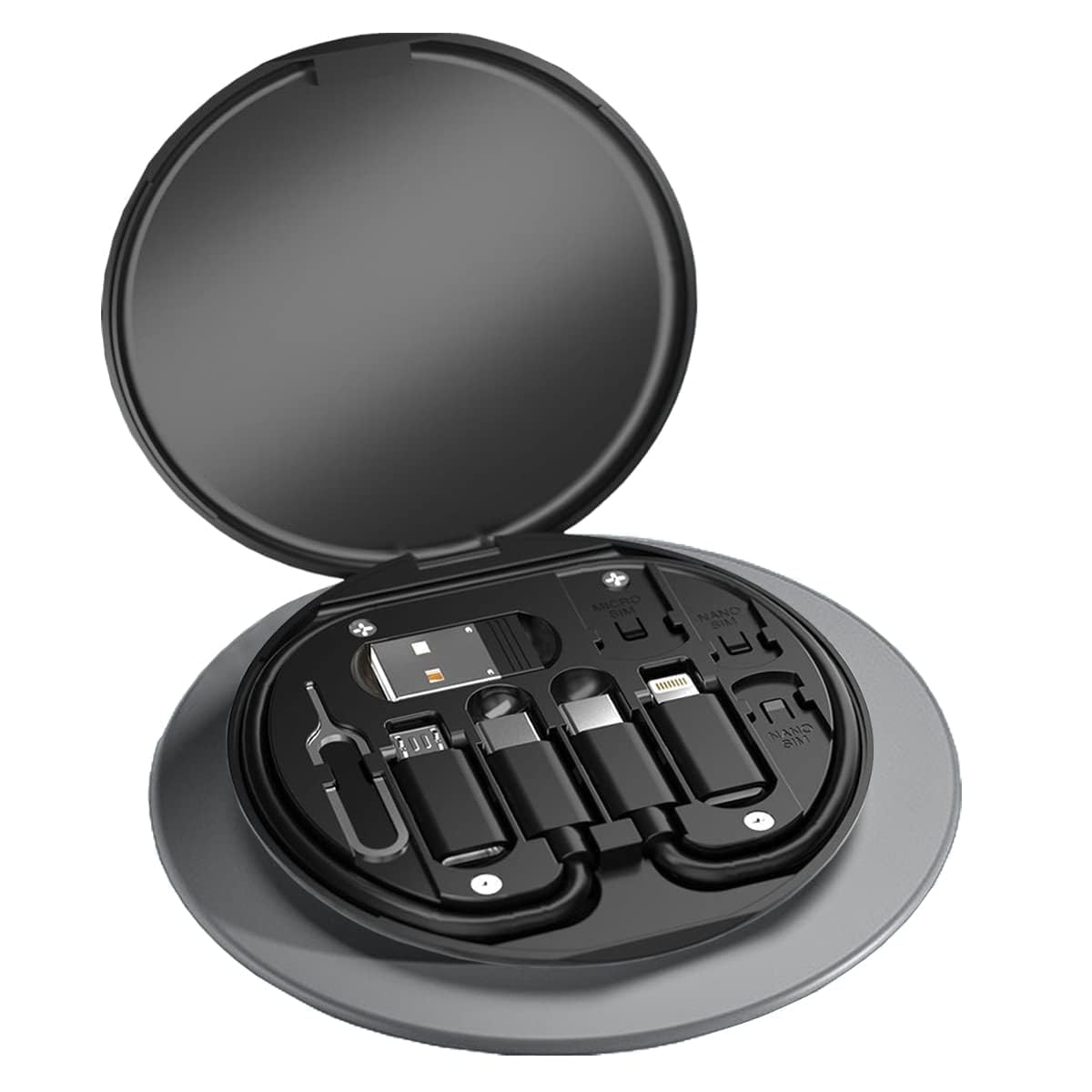 TAF Store :- Mini Multi-Functional Fast Charging Data Cable Set for Apple, Android, Type C Charging with Retrieve Card Pin, Round Storage Box, For Travelling Multi Data Cable Set Box 1 (B0DCP2VX82) Amazon Price History, Amazon Price Tracker