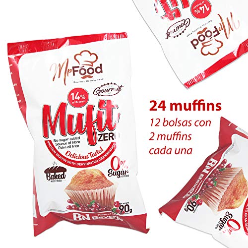 Mufit Zero. Muffins proteicas. Saludables y equilibradas. Muffins con un 14% de proteína. Ideales para dietas proteicas. Sabor a chocolate. Estuche con 24 unidades. Sin aceite de palma. (Arándanos)