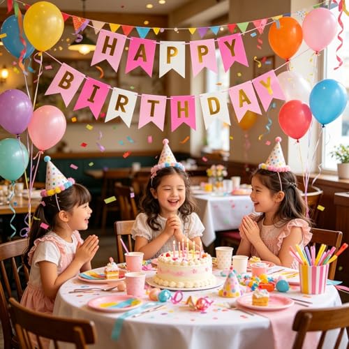 Image of Happy Birthday Banner Birthday Party Supplies (Pink 2)