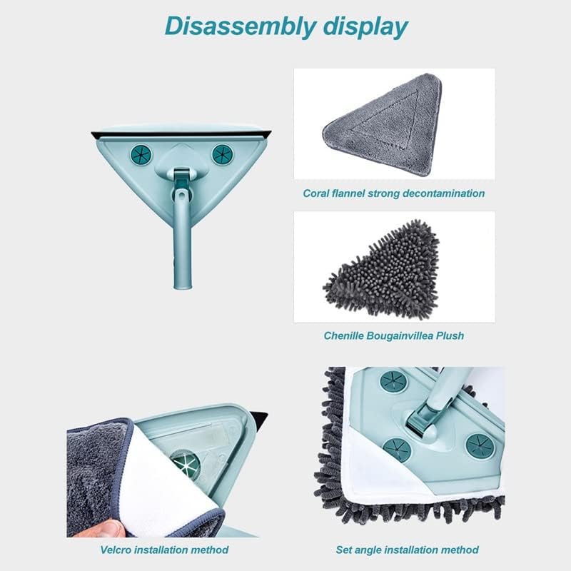 Image of Multifunctional Triangle Mop, Spliced Triangle Mop 360 Rotatable Adjustable Cleaning Mop, Extendable Wall Mop with Long Handle, Household Mop for Ceiling Window Floor