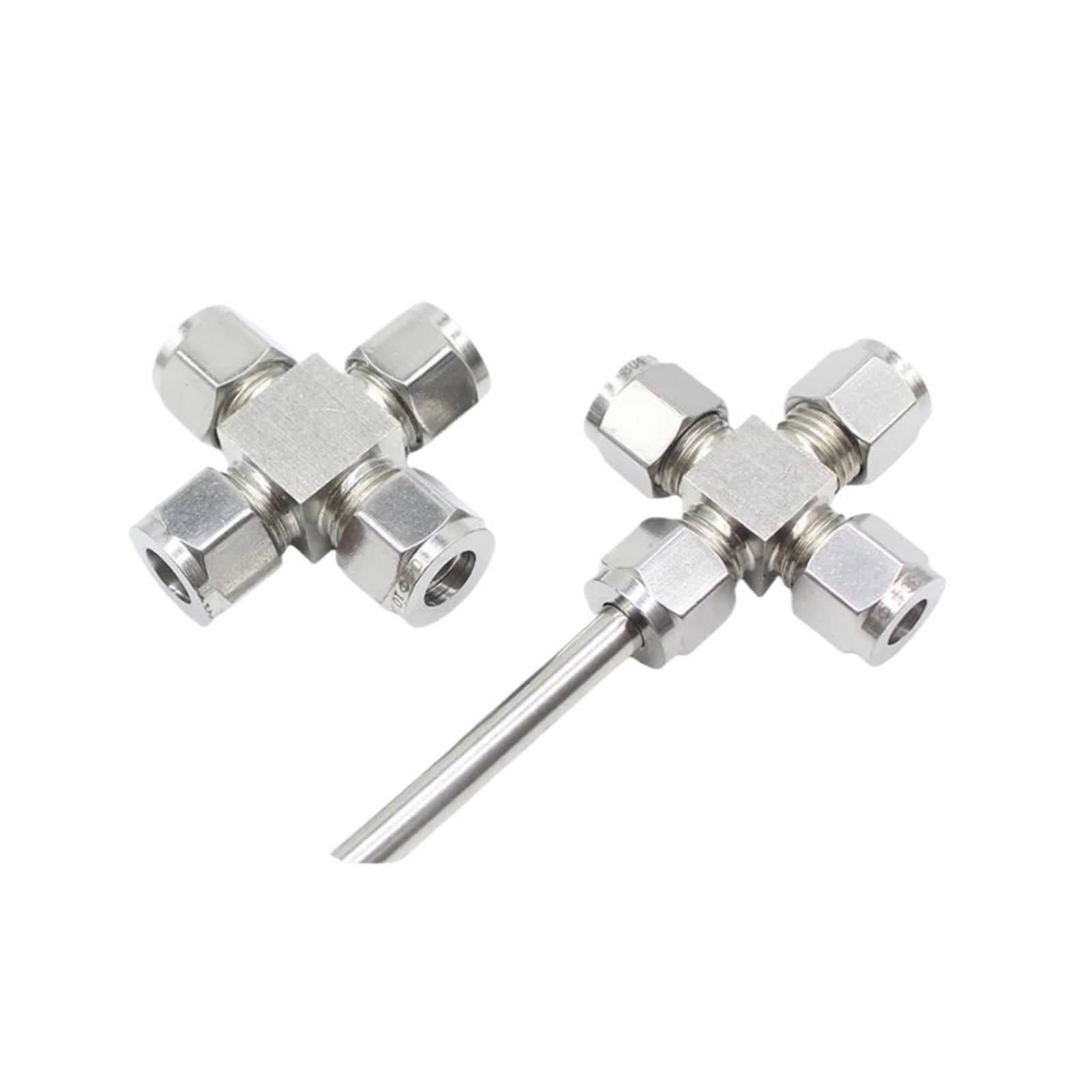 AARTERZZA 1PC 304 Stainless Steel Double Ferrules 4 Way Cross Fitting 4mm Tube Coupler Air Compression Fitting