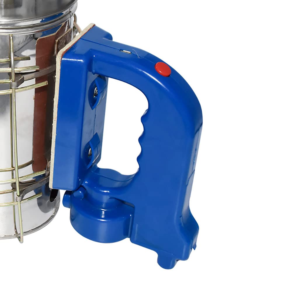 SagaSave Affumicatore elettrico per api, in acciaio inox, con scudo termico e gancio di montaggio, strumento per apicoltura (non fornito con batterie)