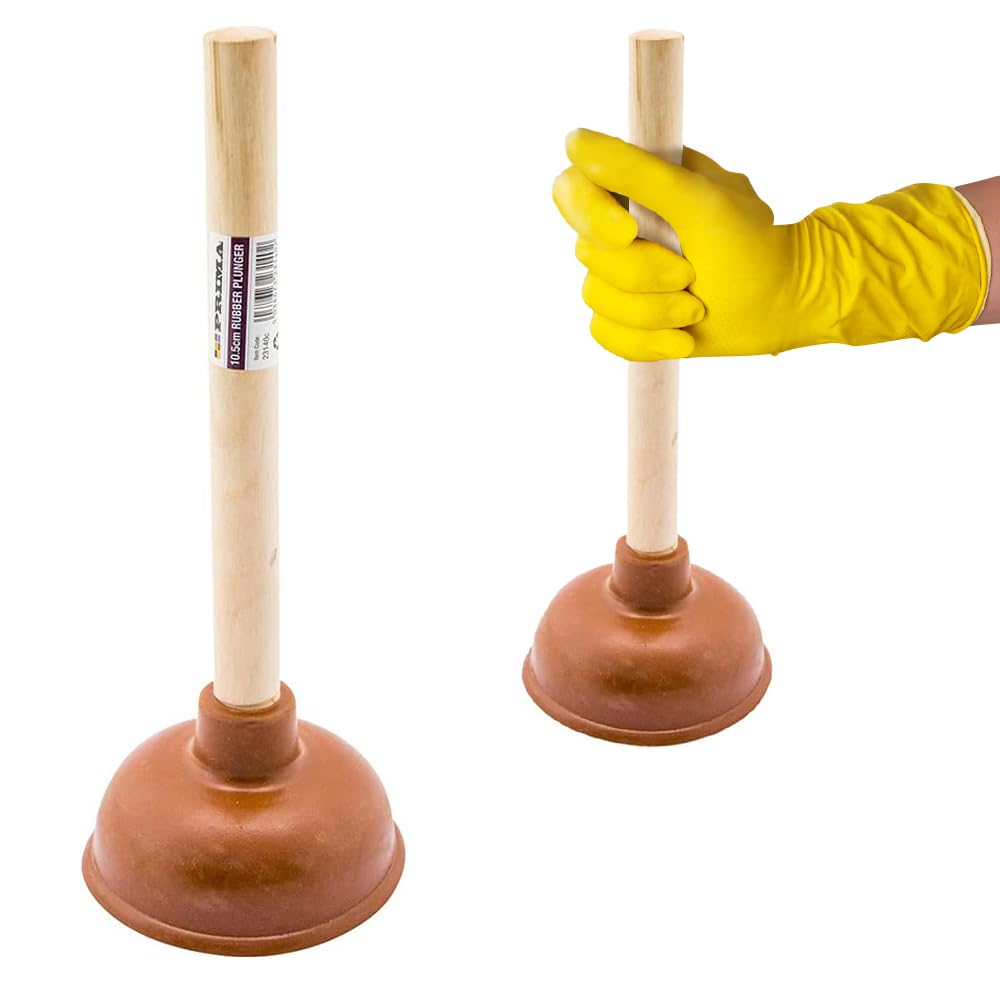 Bargains-Galore Bathroom Rubber Sink Drain Toilet Plunger - Wooden Handle, Unblocker | Heavy Duty Toilet Cleaner, Hand Tool | Strong Quality, Compact And Durable | Bathroom