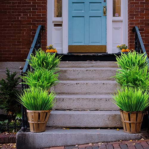 Gormiya 20Pcs Outdoor Artificial Plants, Outside Fake Greenery Wheat Grass Fern Shrubs, No Fade Uv Resistant Faux Plastic Plants For Hanging Basket Pots Window Box Porch Garden (Mixed) #TOP3
