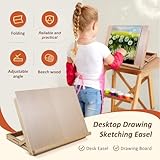 Table Top Easel A3 Artist Drawing Board Solid Beech Wood Desktop Easel Adjustable Angle Art Easels Portable Folding Artist Drawing & Sketching Board for Adults, Beginners, Student, Artists Painting - Image 2