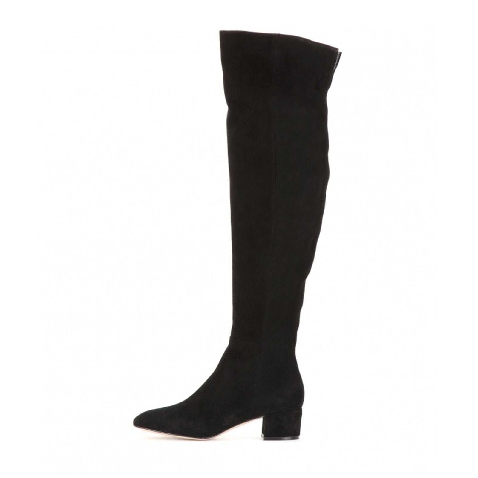 2024 black Tan suede thigh high boots for women Block heels Over the knee Square toe Side zipper