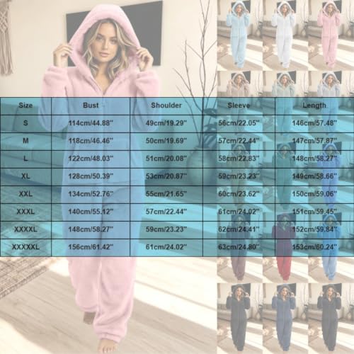 Long Sleeve Jumpsuit for Women Sherpa Lined Pajamas Zip Up Hooeded Romper - image 5