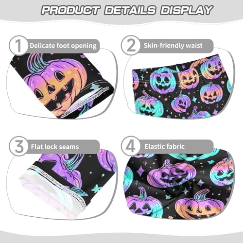 Pumpkin Neon Print Girls Leggings Soft Stretch Workout Yoga Dance Pants for Kids Casual Tights3