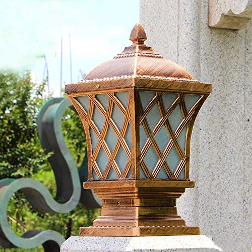 Preisvergleich Produktbild European Outdoor Regenfest Metall Hofsäule Licht Professionelle Qualität Rostfrei Aluminiumdruckguss Säule Lampe Externe Wasserdichte Glaspfosten Licht Villa Garten Veranda Licht, Bronze-l-32 *