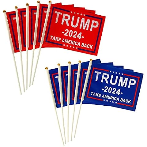 TSMD Trump 2024 Flag Take America Back Flags Small Mini Stick Flags Banner Decorations,Red and Blue (24 Pack) Cover