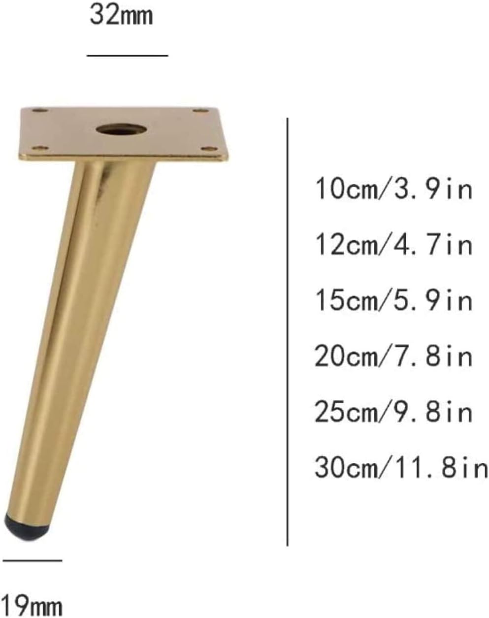 4 Stainless Steel Furniture Legs,Furniture Feet Oblique Conical, Cabinet, Dressing Table, Wardrobe, Shoe Cabinet,Hardware Furniture Accessories Worktop Bar TV Desk Table(Gold,12cm/4.7in)