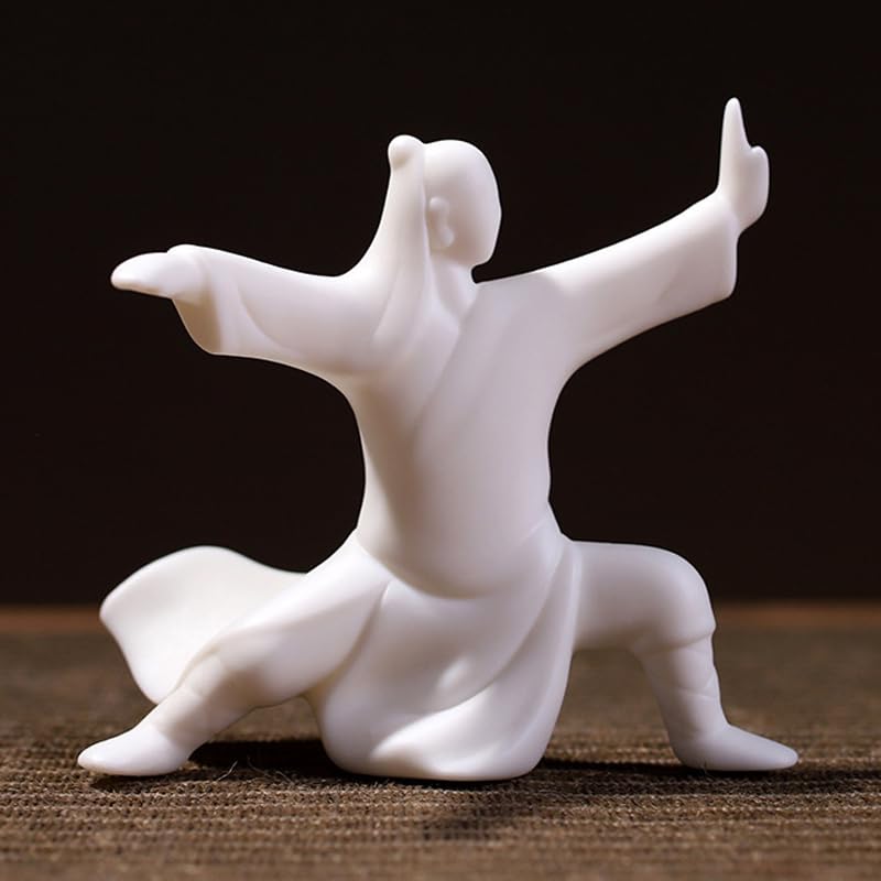 Ceramics Taichi Statue, Minimalist Ceramic Kongfu Sculpture, Meditation Zen Statue Figurine Incense Holder for Art Collectible Table Home Shelf Decor