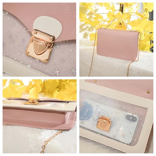 Shoulder Bag,PU Leather Fashion Princess Crossbody Bag,Chain Detachable Three-Layer Interlayer Bag3