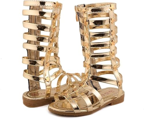 Skeblo Girls Rivet Gladiator Sandals Summer Princess Dress Strappy Flats Zip Up Boots Shoes4