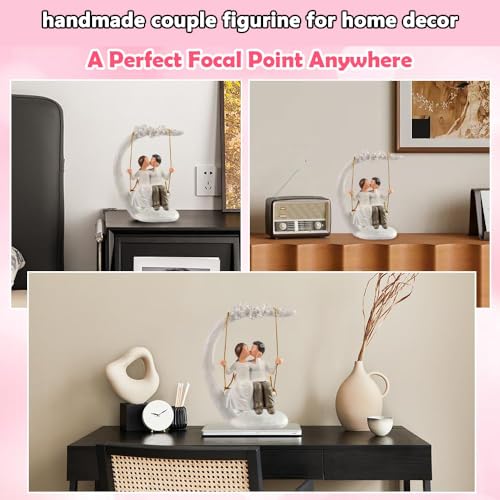 jinhuoba Romantic Gifts Couple Figurines in Love, Big Size Hand Painted Sweet Loving Together Couple Sculpture Statue to Remember Beautiful Moment, Best Gifts for Valentine's Day Anniversary Weddings - Image 4