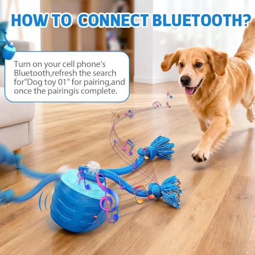 Interactive Dog Toys, 2026 Upgraded Motion Activated Squeaky Cat Balls, 360° Smart Automatic Rolling Moving for Bored Pet Cats Dogs, Interactive Dog Balls (Blue)