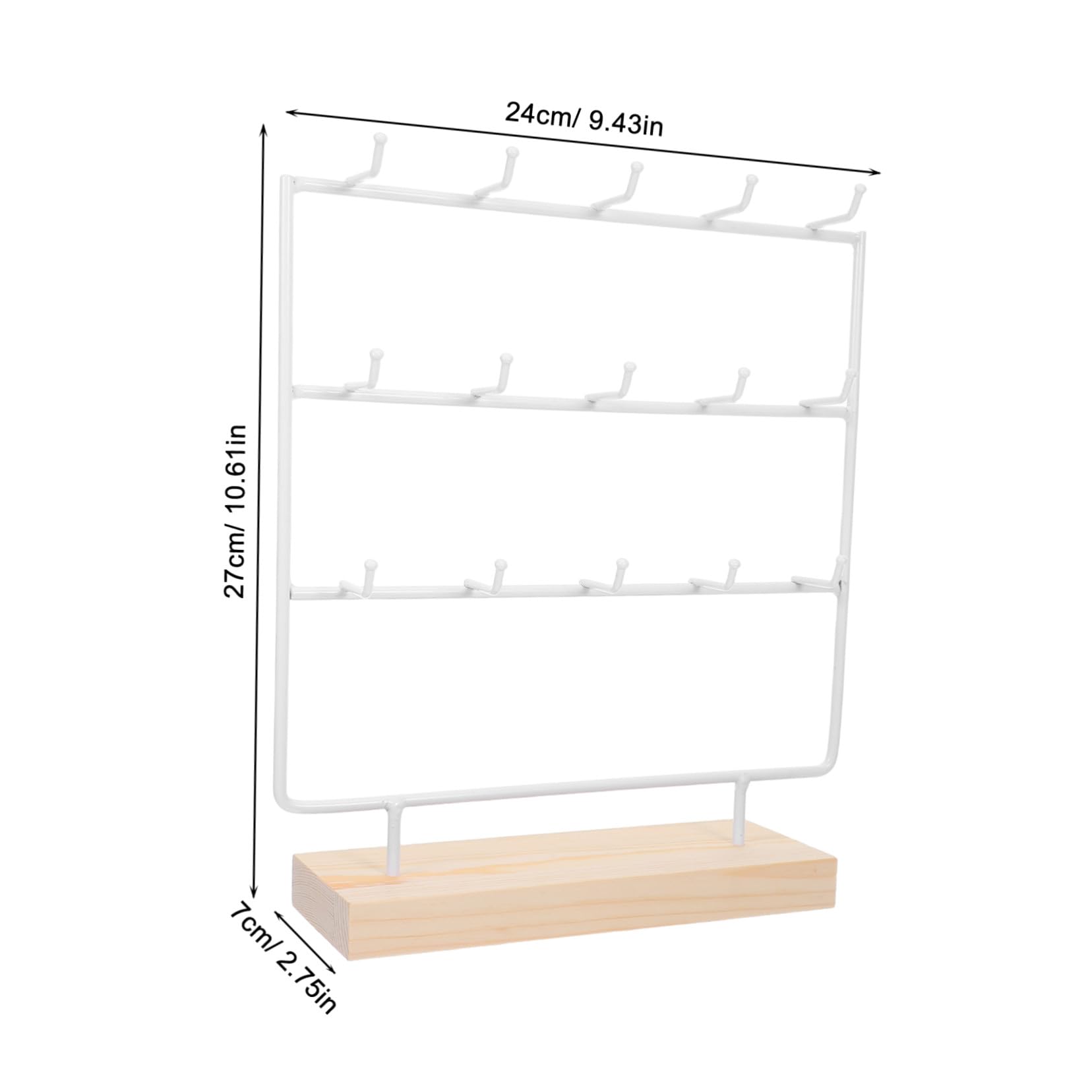 TOYANDONA Espositore in Ferro e Legno 3 Livelli Orecchini Bianco