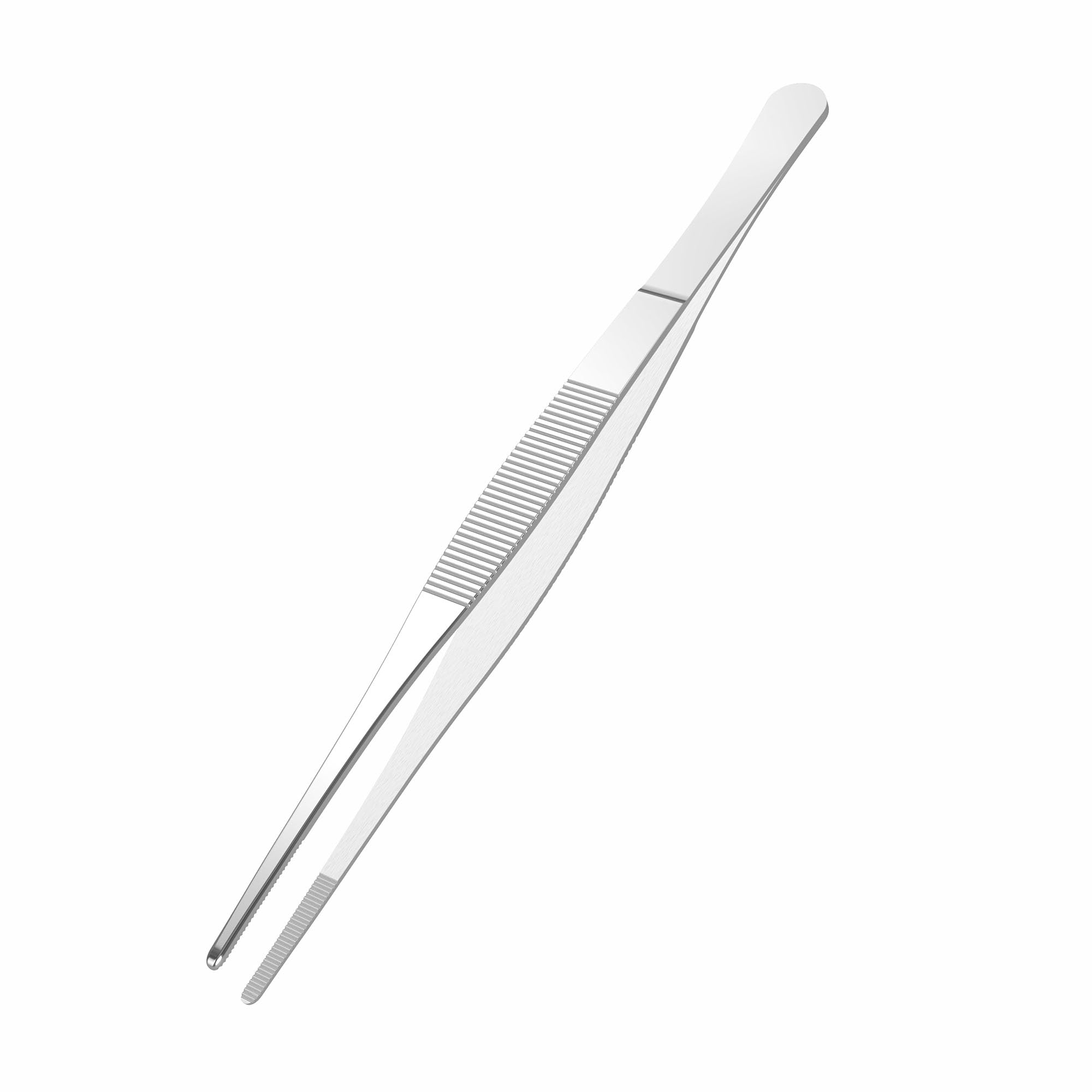 FOCMKEAS 5 PCS 6.3 Inch Stainless Steel Tweezers, with Straight Round Blunt Serrated Tip, 0.07 Inch Thickness Stainless Steel, Multipurpose Daily Garden Home Lab Craft Repairing Tool