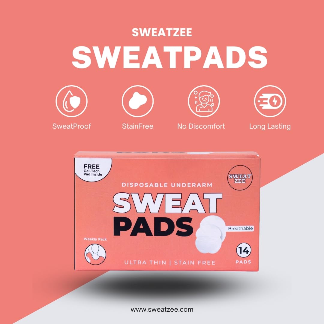 SweatZee Disposable Underarm Sweat Pads for Men and Women | Prevents Stains | Absorbs Sweat & Unpleasant Odour | Breathable | Prevents Stains (28)