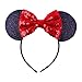 Cute Mickey Mouse Ears Headband Hoop Hair Accessories Headdress Hair Accessories for Party Festivals (Black Red)