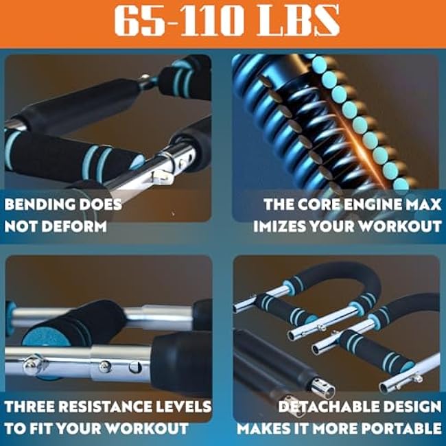 Advanced Twister Arm Trainer ¨C Heavy 65¨C110 lbs Resistance Bar for Upper Body Strength ¨C Chest, Arms, Shoulders & Back ¨C High Intensity Home Gym Equipment with Non-Slip Foam Handles