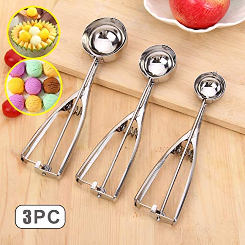 Cookie scoop,Ice Cream Scoop - 3 Piece Stainless Steel. Ideal For Scoop And