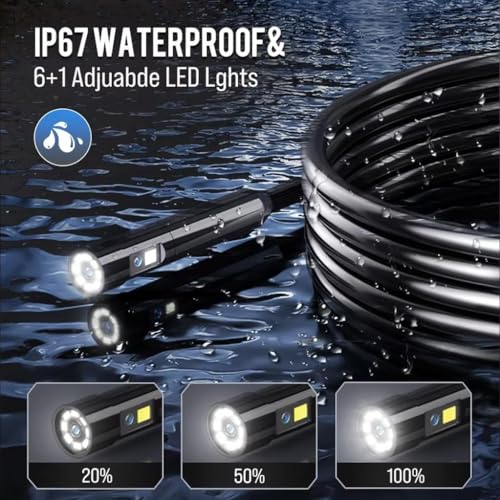 Image of ETZIN Borescope Camera,1080P HD Dual Lens Endoscope with 8 Adjustable Lights 360 Rotatable Pipe Camera, 4.3 inch IPS Screen IP67 Waterproof, Semi-Rigid Cable with 16FT, 2000mAh EPL-1340IM