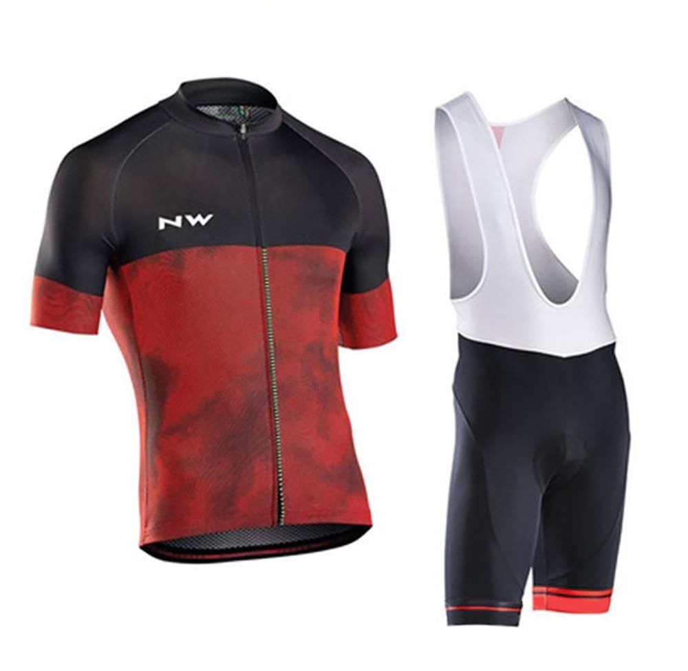 Moxilyn Ensemble maillot de cyclisme à manches courtes pour homme - Maillot de cyclisme à manches courtes + pantalon de cyclisme avec gel 9D - Veste et pantalon de cyclisme en gaze d'origine