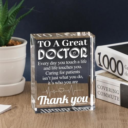Image of Gifts for Doctor, Appreciation Gift for Doctors, Engraved Crystal Plaque Gifts for Best Doctors, Thank You Doctor Gift for Men Women Crystal Appreciation Plaque