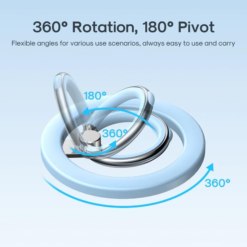 Image of RIGGEAR Magnetic Phone Ring Holder for MagSafe 2-in-1 Phone Grip and Mobile Stand Compatible with MagSafe iPhones, Cases, Android Phones (with Free Included Metal Ring) - Black