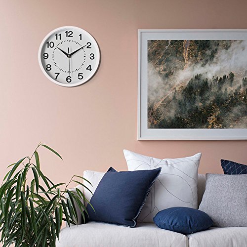Decor Silent Wall Clock 10 Inches 3D Numbers Non-Ticking Decorative White Wall Clock Battery Operated Round Easy To Read For School/Home/Office/Hotel #TOP2