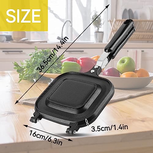 Grilled Sandwich Maker, Nonstick Aluminum Double Sided Grilled Sandwich Panini Camping Toastie Maker Portable Flip Pan for Breakfast Pancakes, Toast, Omelets by Agatige - Image 4
