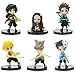 Miotlsy 6pcs Demon Slayer Cupcake Topper, Demon Slayer Blade Figures Anime Charakter Modell Puppe Home Decoration for Kids Birthday Baby Shower Party Decoration