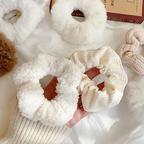 Yonchic 7-Piece Velvet Solid Elastic Hair Ties, Gentle Style Scrunchies Ladies Long Lasting Braids Ponytail Holders, No Damage Hair Tie Fashion Rubber Bands Hair Accessories (Beige) #TOP5