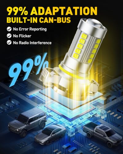 Image of AUXITO 2504 /PSX24W /12276 LED Fog Light Bulbs, 6500K Cool White CSP LED Fog Lights, True 1:1 Mini Size Replacement Fog Bulb, 360 Full Illumination, Play and Plug, Pack of 2