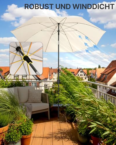 4smile Sonnenschirm Strand 160 cm in Beige - Höhenverstellbarer Strandschirm SunnyJoy UPF 50+ für Sonnenschutz Strand, Strandschirm windfest stabil - Sonnenschirm mit Schutzhülle, Gartenschirm 6