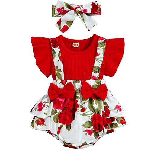 Image of Mubineo Baby Girl Summer Clothes Outfits Sleeveless Lace Floral Romper Dress Newborn Outfit