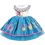 ZMKJIAN Kids Toddler Girls Mirabel Tutu Dresses Halloween Isabella Cosplay Costume Princess Fancy Party Dress (4-5 Years, Blue)