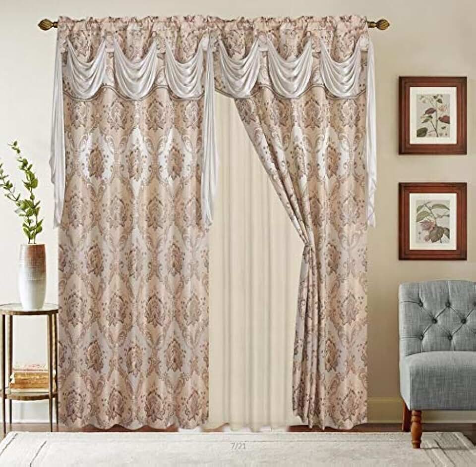 Living Room Curtains Sets with Valance