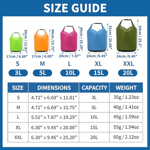 Bolsa seca impermeable portátil de 15L, ligera, azul, gran tamaño para actividades al aire libre miniatura 4