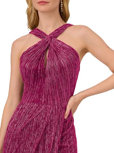 Image of Adrianna Papell Women's Halter Crinkle Metallic Dress